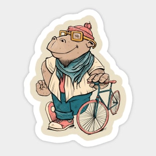 Hipster Hippo Sticker